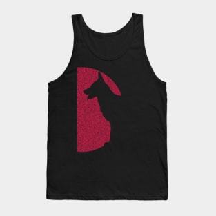 Distressed Minimalistic Red Sun Germam Shepherd Silhouette Tank Top